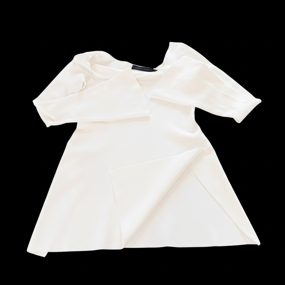 Proenza Schouler White Asymmetric Slit Knit Top Made in Italy S Luxe Minimalist - Picture 7 of 16